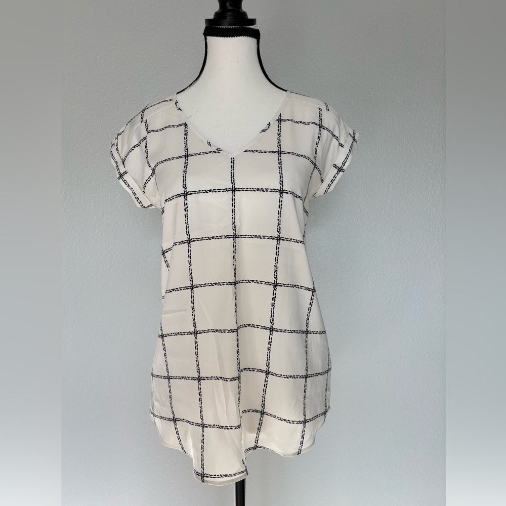 Express Black and White Grid Blouse